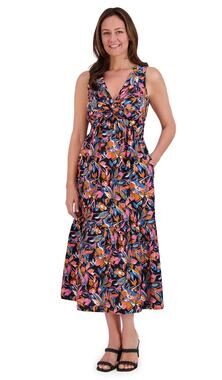 French Connection Womens M Multicolor Floral Sleeveless Summer Midi Dress NEW